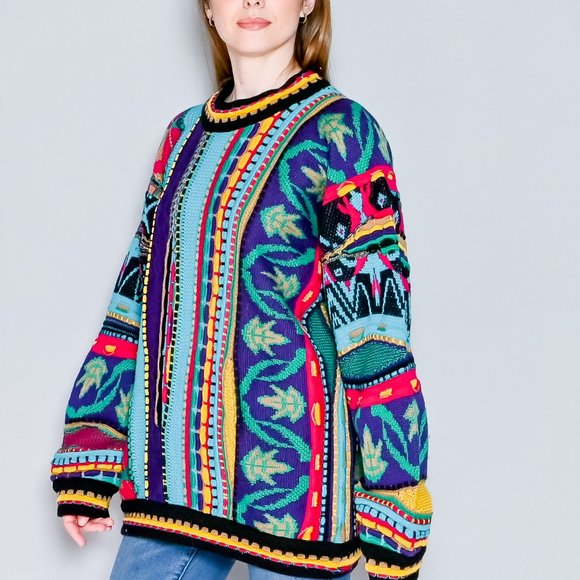 COOGI Australia Authentic 1990s Knit Colorful Sweater Large Vintage - Picture 4 of 7